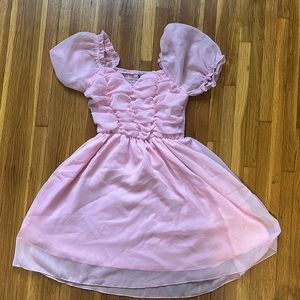 Baby pink dress perfect for a spring picnic or baby shower!